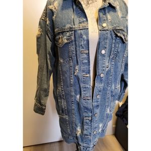 Zara distressed/oversized denim jacket/coat